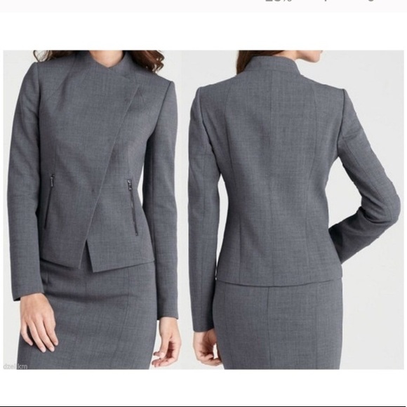 Ann Taylor Jackets & Blazers - Ann Taylor Gray Box Moto Suit Jacket